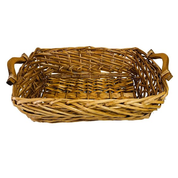 Grapevine Wicker Flower Market Basket Decorative MCM Wooden Handles Farmhouse - Picture 15 of 15